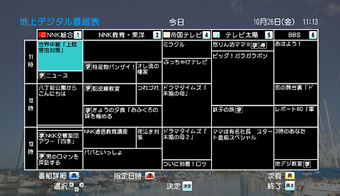 電子番組表表示例
